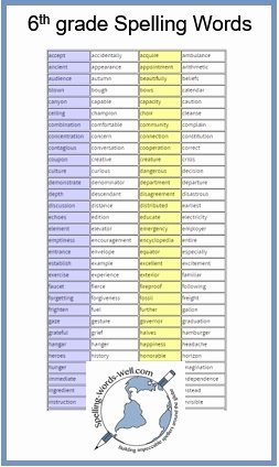 6th Grade Spelling Worksheet Beautiful 6th Grade Spelling Words and Activities