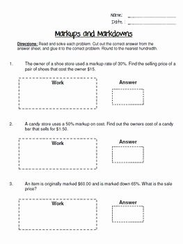 7th grade proportions worksheet inspirational markups and markdowns engaging cut and glue worksheet 7 of 7th grade proportions worksheet