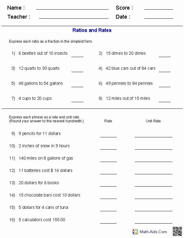 7th Grade Proportions Worksheet Unique 7th Grade Math Ratios and Proportions Worksheets