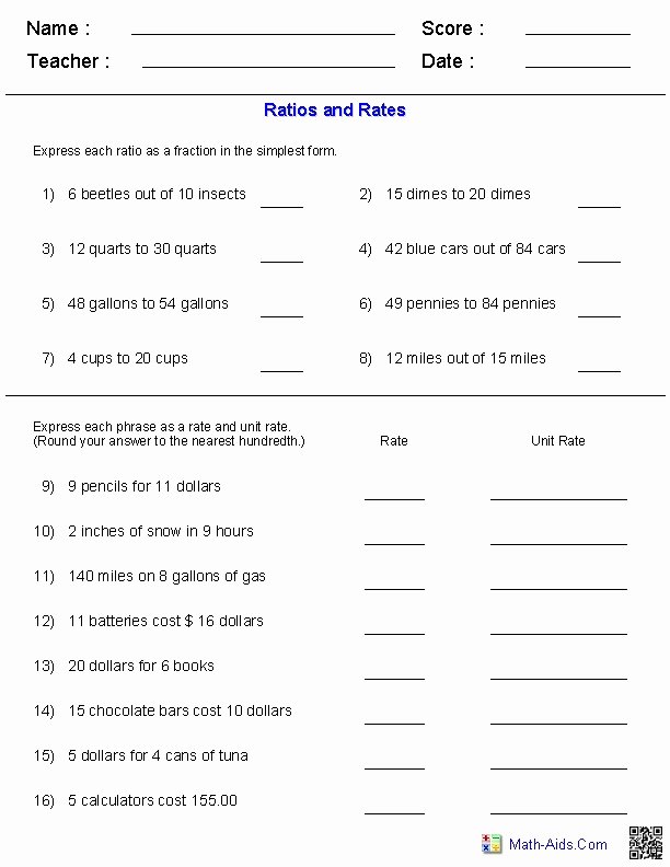 7th Grade Proportions Worksheet