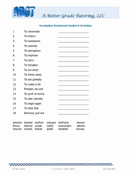 9th Grade Vocabulary Worksheet Beautiful 9th Grade Vocabulary Worksheets the Best Worksheets Image