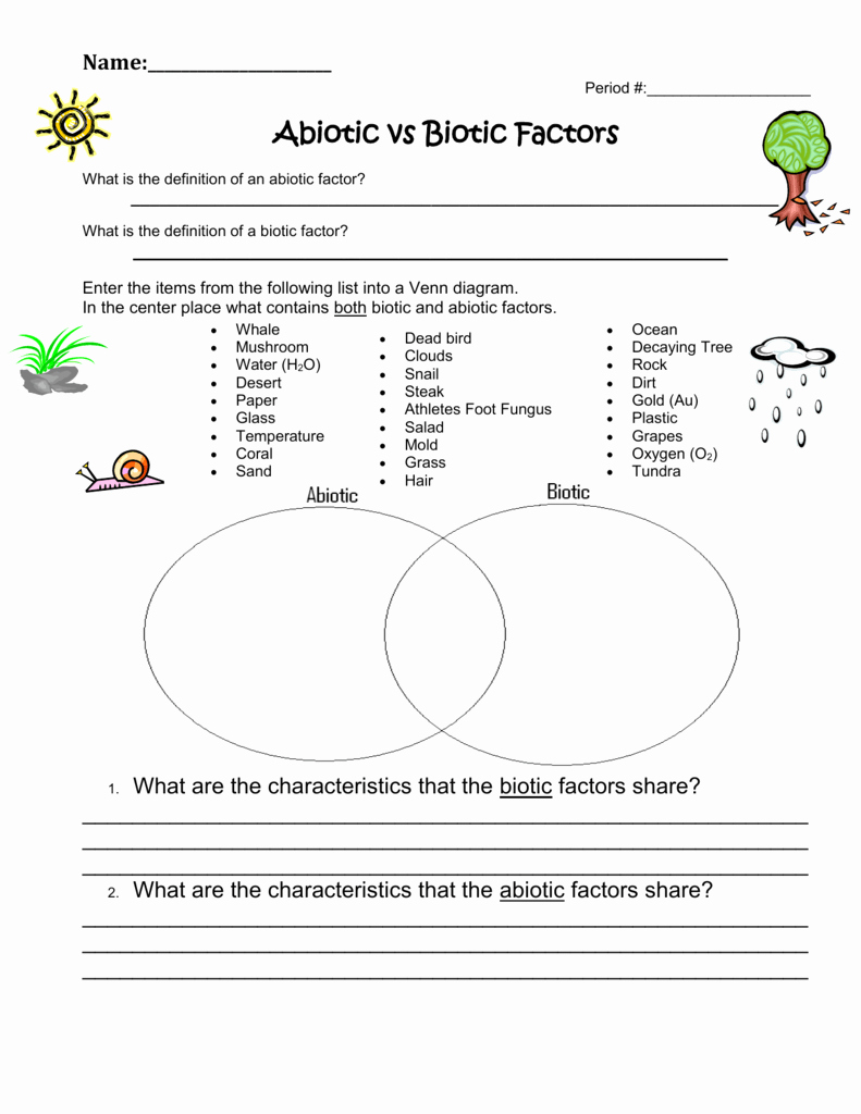 Abiotic and Biotic Factors Worksheet Awesome Worksheet 1 Abiotic Versus Biotic Factors