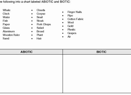 Abiotic and Biotic Factors Worksheet Lovely Biotic Vs Abiotic Worksheet Tecnologialinstante Biotic