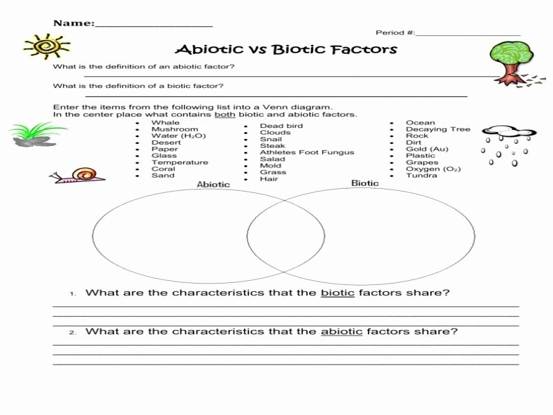 Abiotic Vs.biotic Factors Worksheet Answers Unique Abiotic and Biotic Factors Worksheet Free Printable