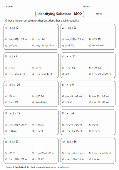 Absolute Value Equations Worksheet Beautiful Absolute Value Inequalities Worksheets