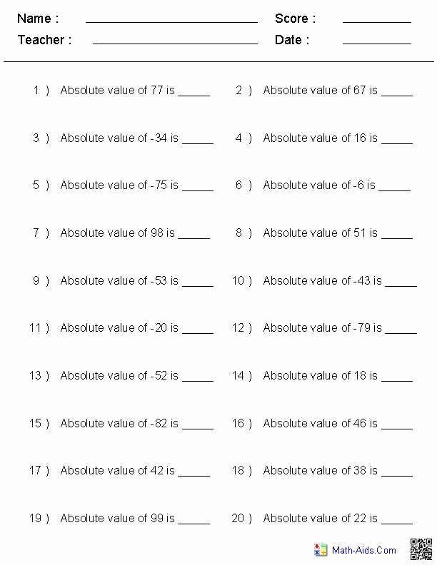 Absolute Value Equations Worksheet Beautiful Absolute Value Worksheet