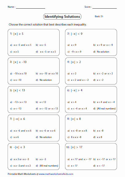 Absolute Value Equations Worksheet Lovely Absolute Value Inequalities Worksheets
