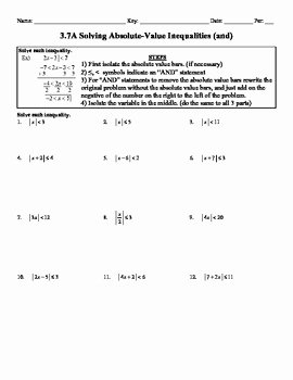 Absolute Value Equations Worksheet Lovely Holt Algebra 3 7a solving Absolute Value Inequalities and