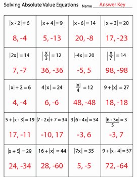 Absolute Value Equations Worksheet Lovely solving Absolute Value Equations Worksheet by Kevin Wilda