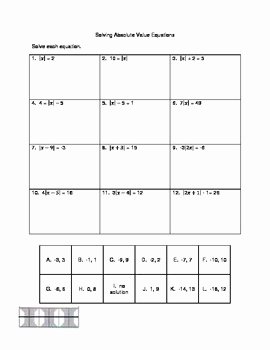Absolute Value Equations Worksheet New Absolute Value Equations Ve by Mrs Ws Math Connection
