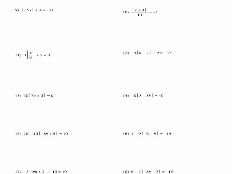 Absolute Value Equations Worksheet Unique Absolute Value Worksheet