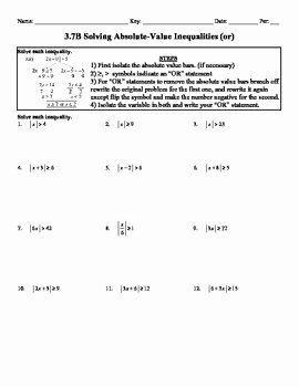 Absolute Value Worksheet Pdf New Holt Algebra 3 7b solving Absolute Value Inequalities or
