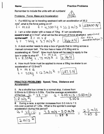 Acceleration Worksheet with Answers Awesome Ps 5 4 Acceleration Problems 2 Ps 5 4 Acceleration