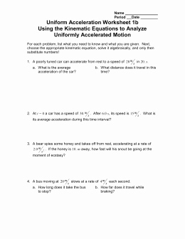 Acceleration Worksheet with Answers Beautiful Constant Acceleration Worksheet 2