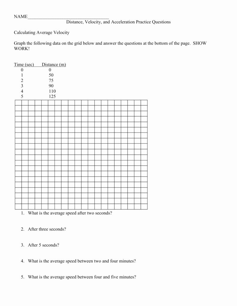 Acceleration Worksheet with Answers Fresh Velocity Acceleration Worksheets