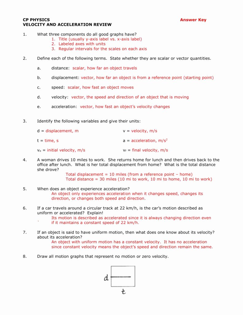 Acceleration Worksheet with Answers Lovely Velocity and Acceleration Calculation Worksheet Answer Key