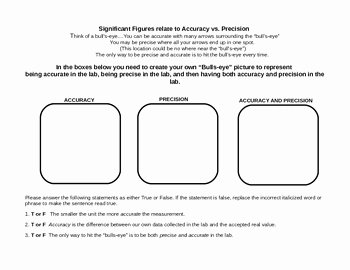 Accuracy and Precision Worksheet Answers Awesome Accuracy Vs Precision Worksheet by Cook S Science