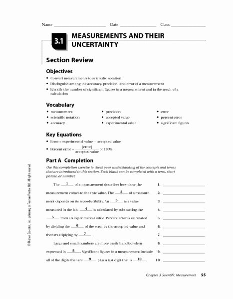 Accuracy and Precision Worksheet Answers Awesome Measurements and their Uncertainty Worksheet for 10th
