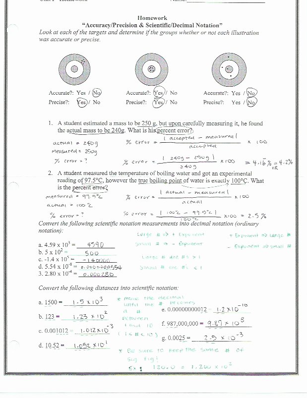 Accuracy and Precision Worksheet Answers Unique Unit 1 Ms Huang S Chemistry Website