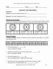 Accuracy and Precision Worksheet New Worksheet Accuracy and Precision Final Science