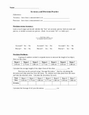 Accuracy Vs Precision Worksheet New Worksheet Accuracy and Precision Final Science