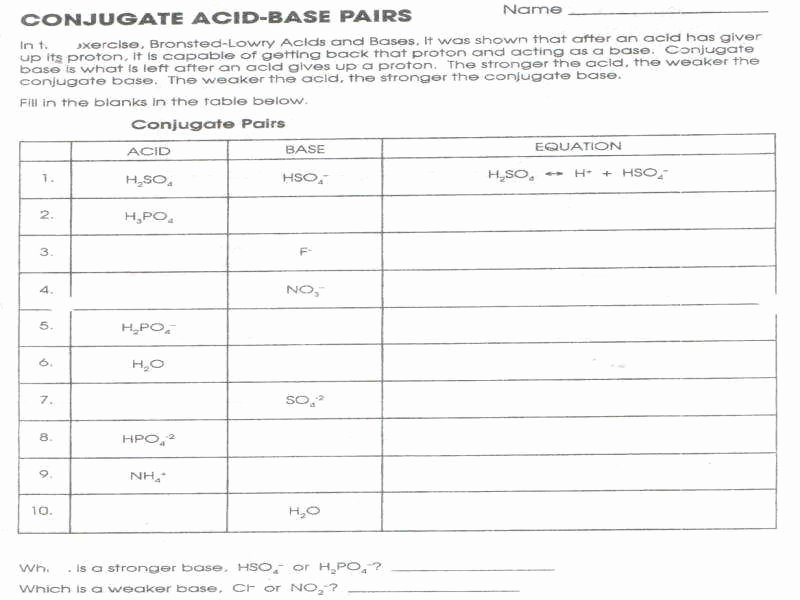 Acid and Base Worksheet Answers Inspirational Acids and Bases Worksheet Answers