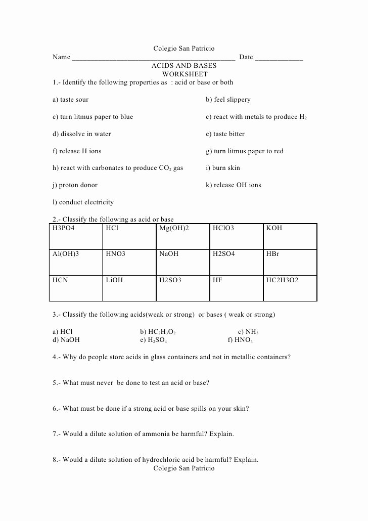 50 Acid And Base Worksheet