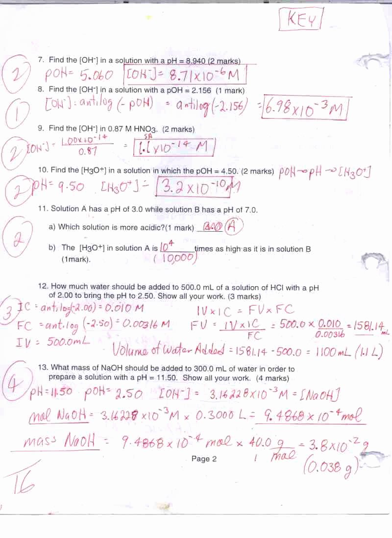 Acid and Bases Worksheet Answers Awesome Chemistry 12 Mr C S Math and Science Website