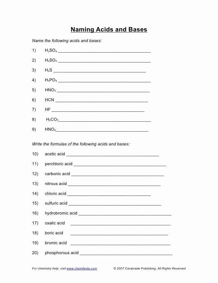 Acid and Bases Worksheet Answers Lovely Acids and Bases Worksheet Answers