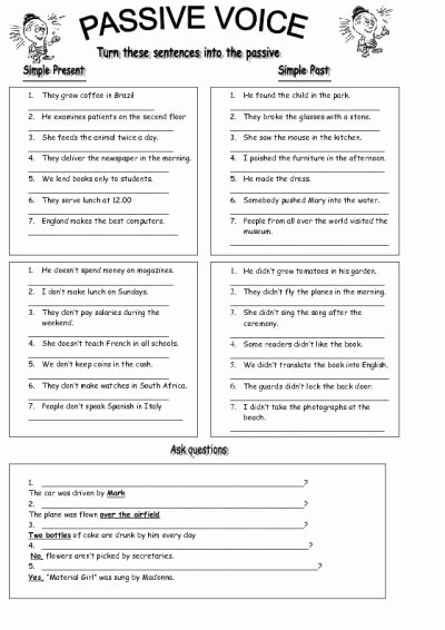 Active Passive Voice Worksheet Awesome 16 Best Of English Present Simple Tense Worksheet