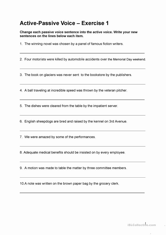 50 Active Passive Voice Worksheet