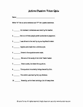 Active Passive Voice Worksheet Awesome Active Voice and Passive Voice Worksheets Quiz and Keys
