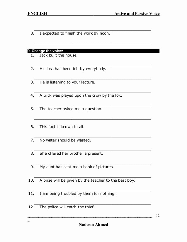 Active Passive Voice Worksheet Elegant Active and Passive Voice with Example