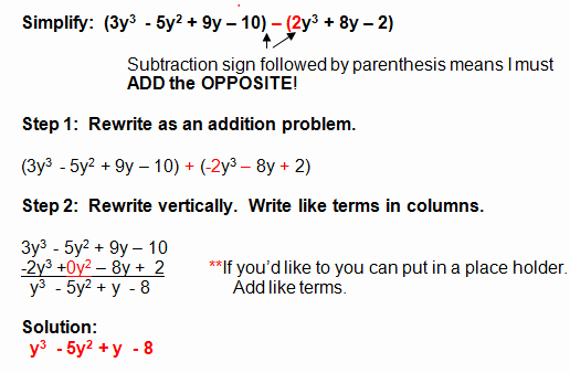 Adding and Subtracting Polynomials Worksheet Inspirational Subtracting Polynomials
