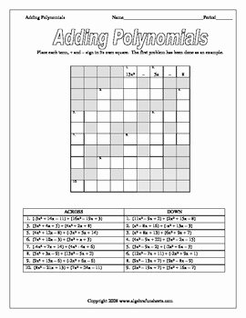 Adding and Subtracting Polynomials Worksheet Lovely Polynomial Operations Adding Subtracting and Classifying