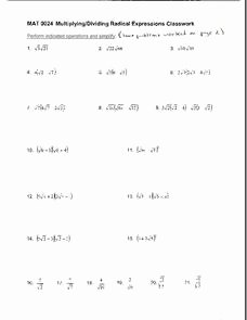 Adding and Subtracting Radicals Worksheet Beautiful Multiplying Dividing Radical Expressions Worksheet for