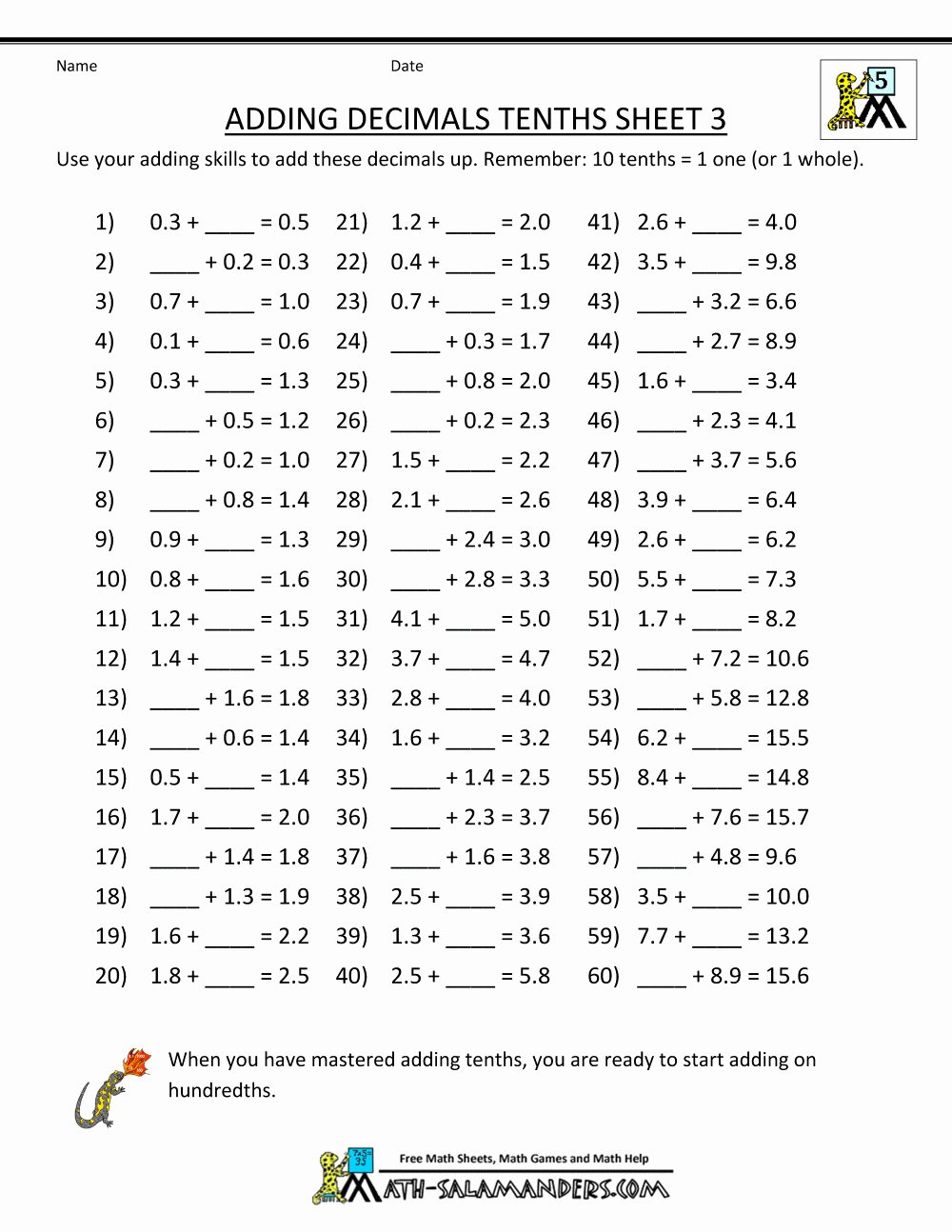 Adding Decimals Worksheet Pdf Awesome Decimal Math Worksheets Addition