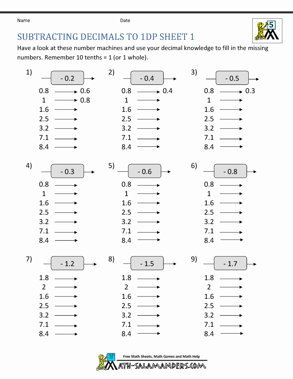 Adding Decimals Worksheet Pdf Unique Math Worksheets Decimals Subtraction