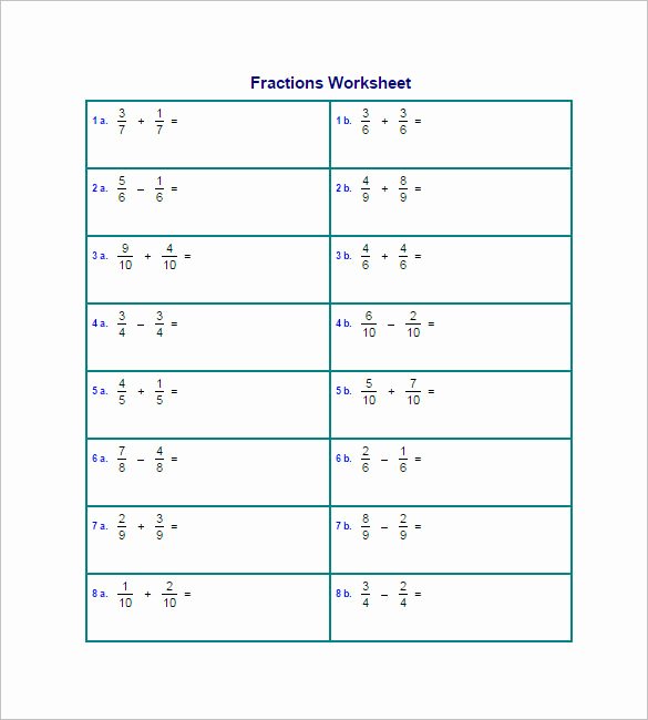 Adding Fractions Worksheet Pdf Awesome 15 Adding and Subtracting Fractions Worksheets – Free Pdf
