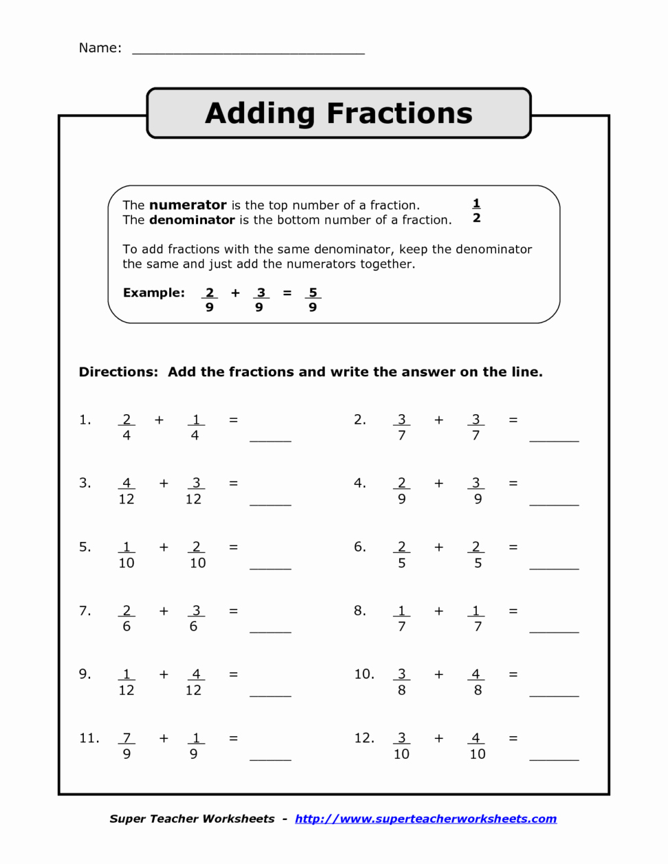 Adding Fractions Worksheet Pdf Best Of Math Multiplication Worksheets Multiplication Facts to 144