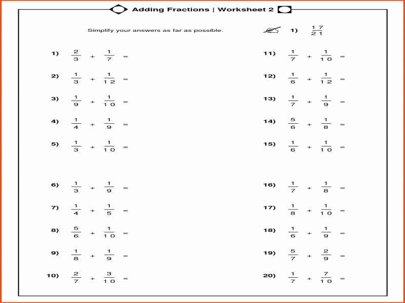 Adding Fractions Worksheet Pdf Elegant Adding Fractions with Unlike Denominators Worksheet