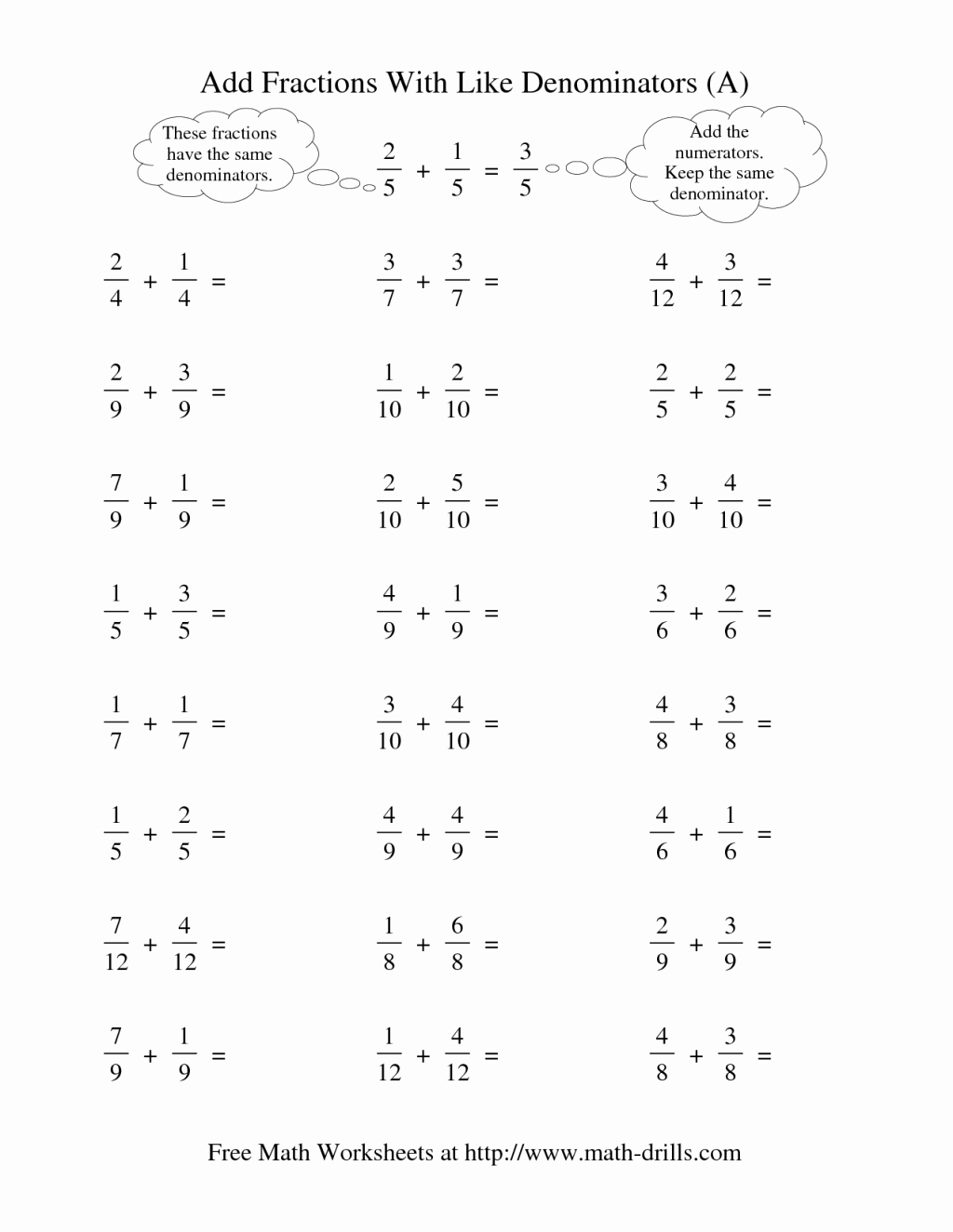 Adding Fractions Worksheet Pdf Fresh Adding and Subtracting Fractions with Unlike Denominators