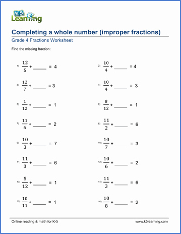 Adding Fractions Worksheet Pdf Fresh Grade 4 Fractions Worksheets Pleting A whole Number