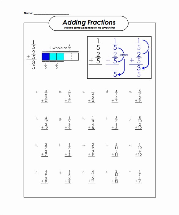 Adding Fractions Worksheet Pdf Inspirational 15 Adding and Subtracting Fractions Worksheets – Free Pdf