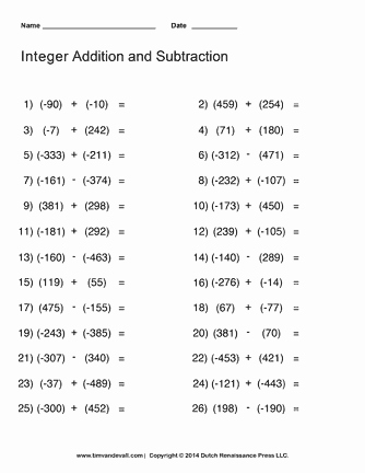 Adding Integers Worksheet Pdf Beautiful Integer Addition and Subtraction Teacher