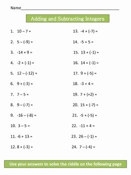 Adding Integers Worksheet Pdf New Adding and Subtracting Inte by Jena Hengstler