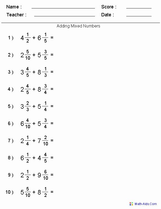 Adding Mixed Numbers Worksheet Best Of Fractions Worksheets
