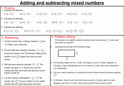 Adding Mixed Numbers Worksheet New Adding Subtracting Multiplying and Dividing Mixed Number