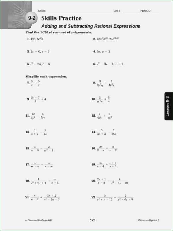 Adding Rational Numbers Worksheet Best Of Adding and Subtracting Rational Expressions Worksheet