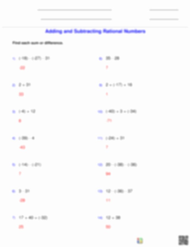 Adding Rational Numbers Worksheet Fresh Integers Adding and Subtracting Rational Numbers